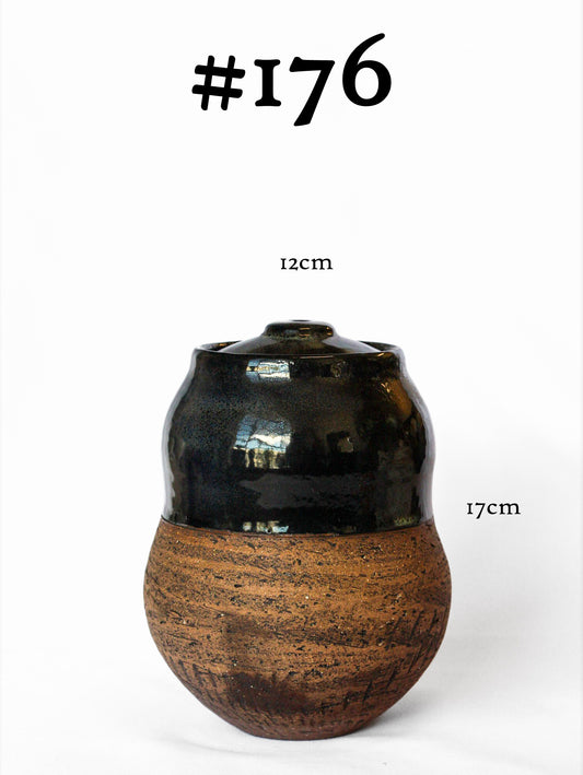 Half Glazed lidded jar